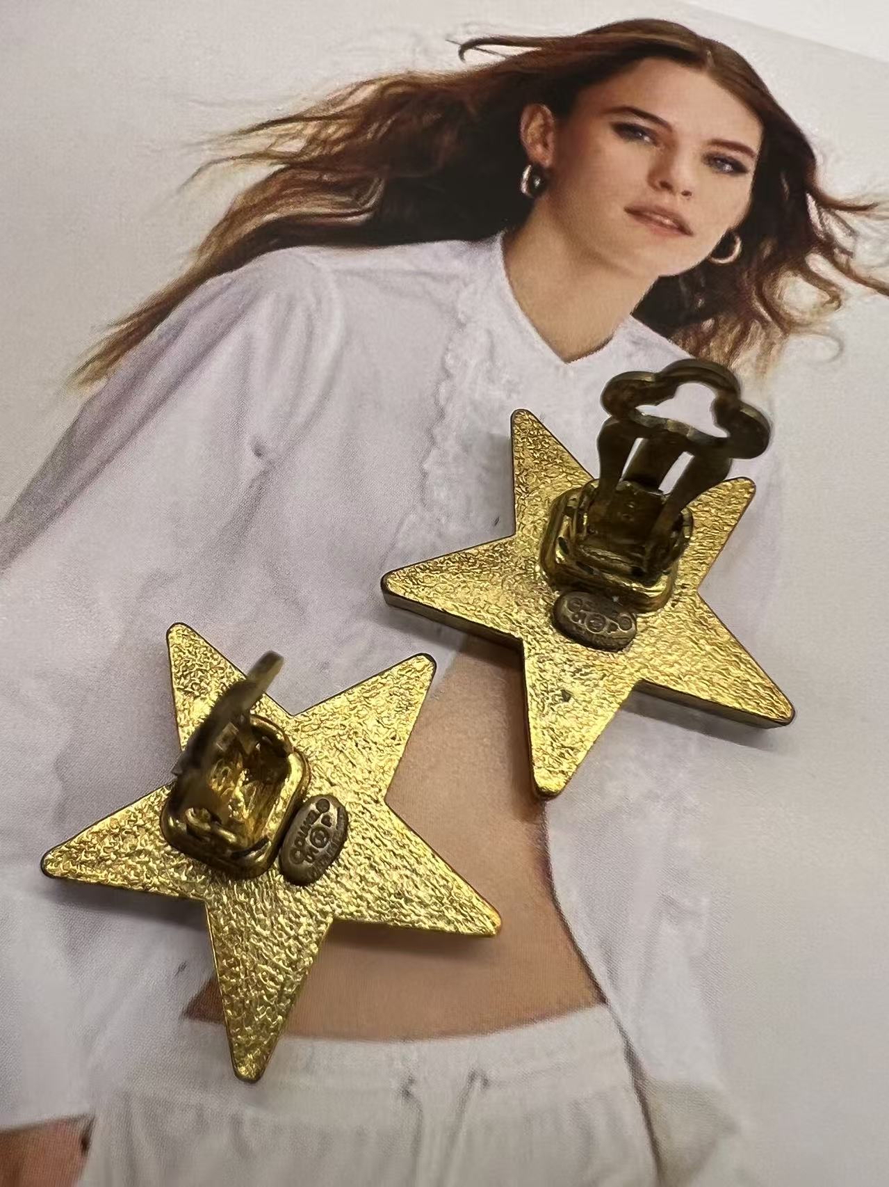 Chanel 星星夾式耳環 