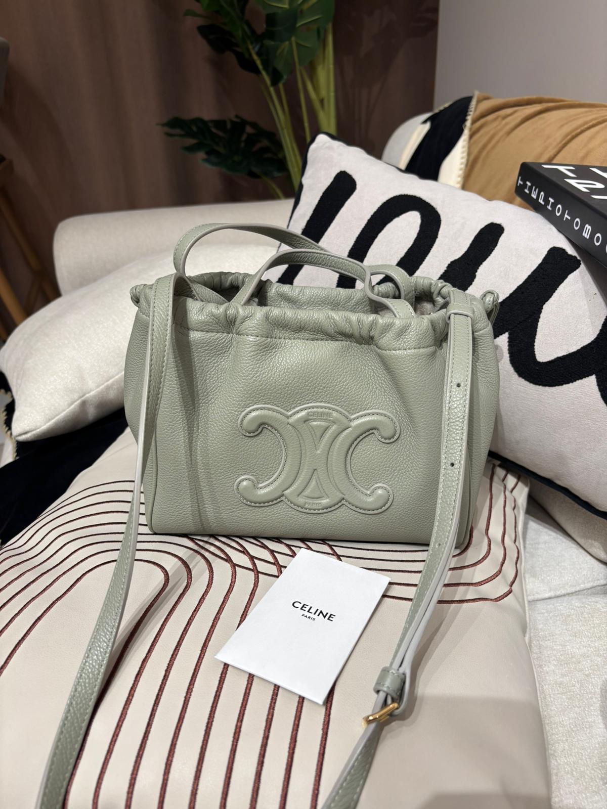 CELINE Triomphe Cabas Drawstring 2 way bag calfskin 100%Authentic, 99%New ✅Booklet✅Dust bag