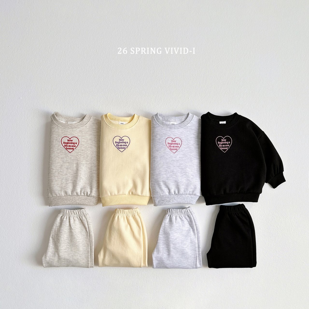 🌸預訂 韓國直送🌸🇰🇷VIVIDI四色愛心字母刺繡長袖上下套裝