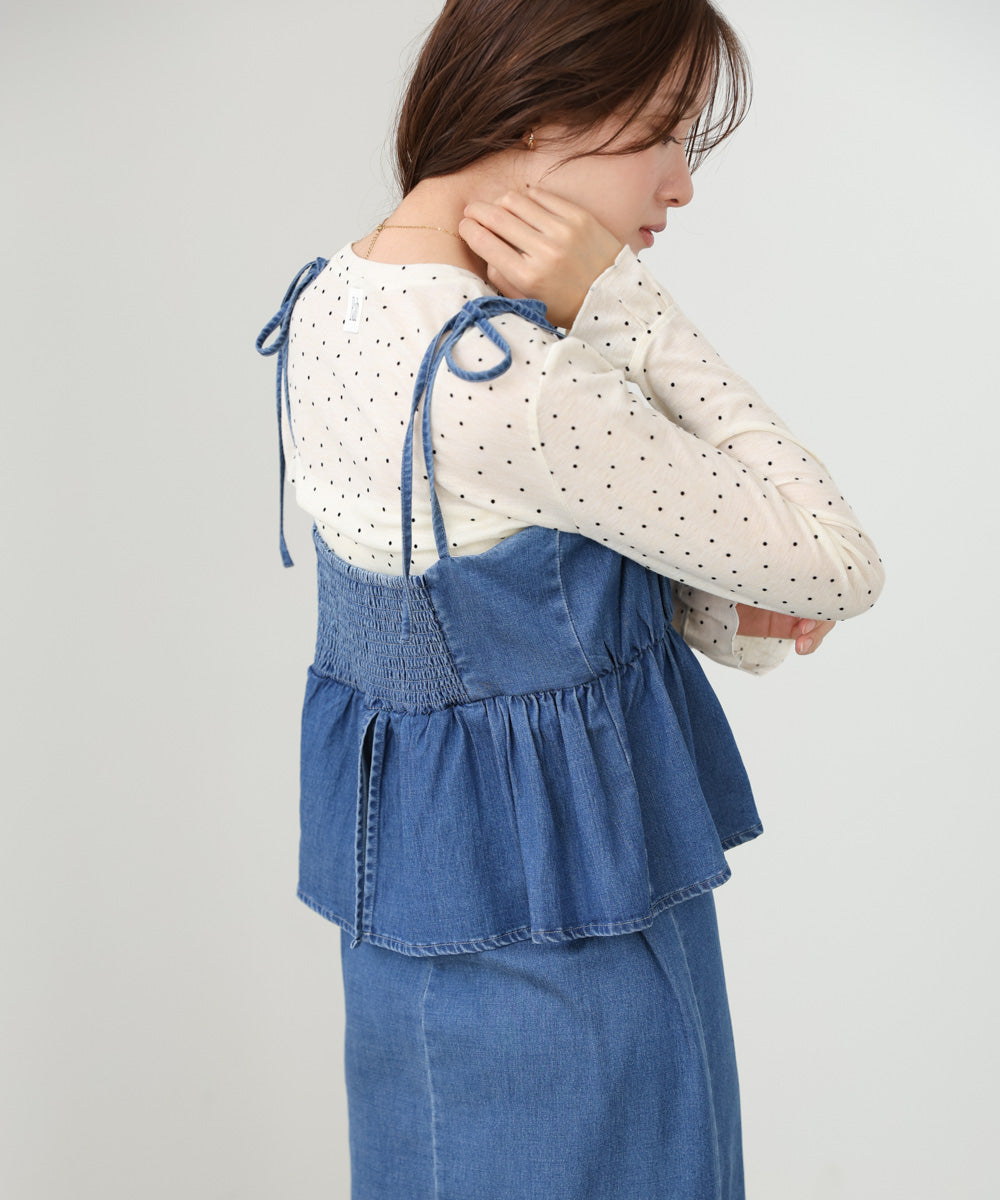 <JP> Denim Ruffles Cami Dress* 2色入 <預購>