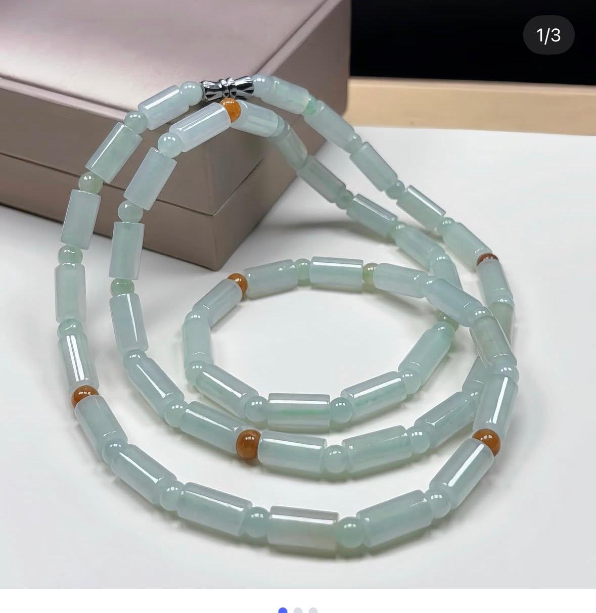 冰綠桶珠翡翠頸串