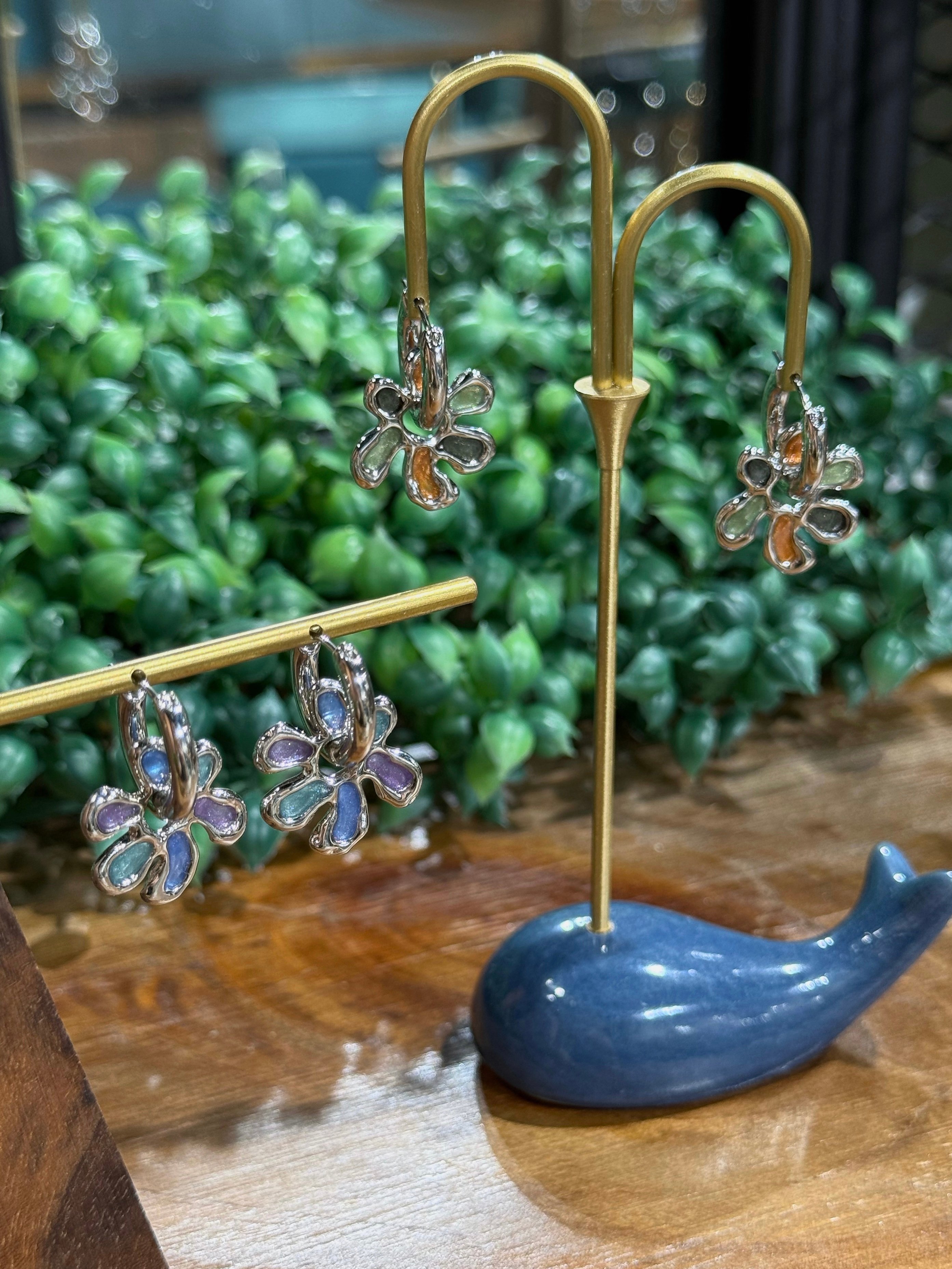 花影雙生 Bloom Duo Hoop Earrings | 兩用耳圈款垂墜耳環