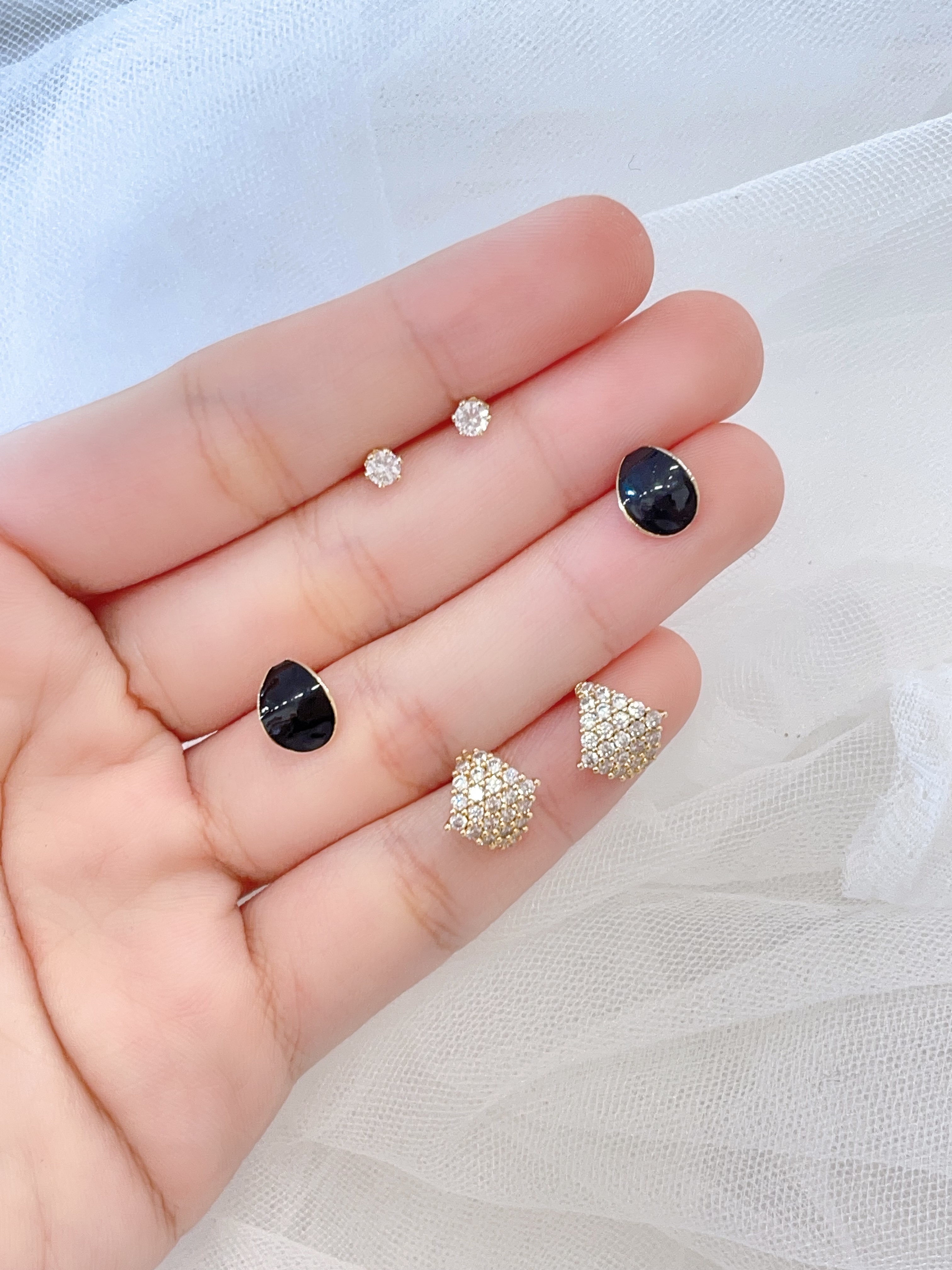 精致水滴形耳环套装