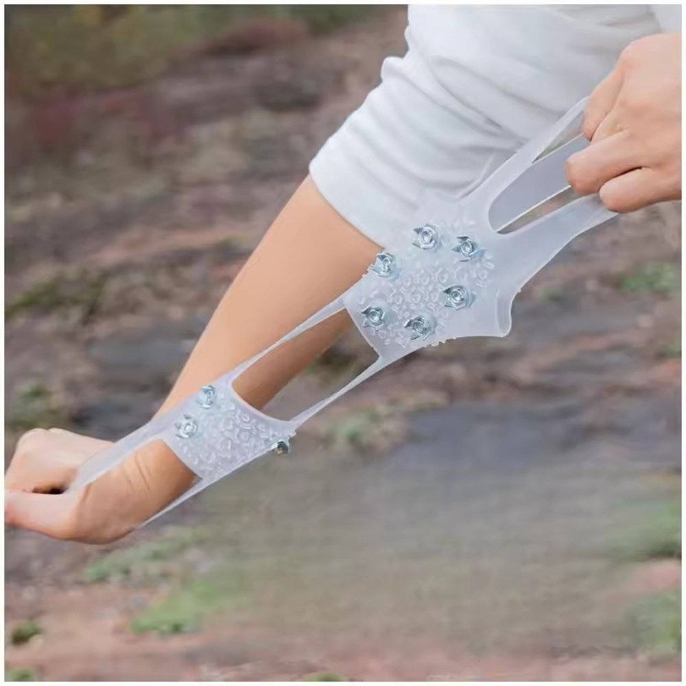 雪地鞋套 防滑耐磨 攀冰雪地 防摔防凍 10齒冰爪鞋套 S碼 [平行進口] HK2710