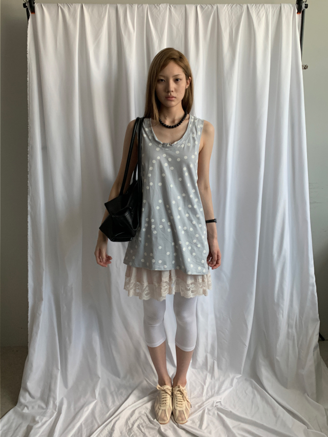 Polka Dot Cutout Tank Top