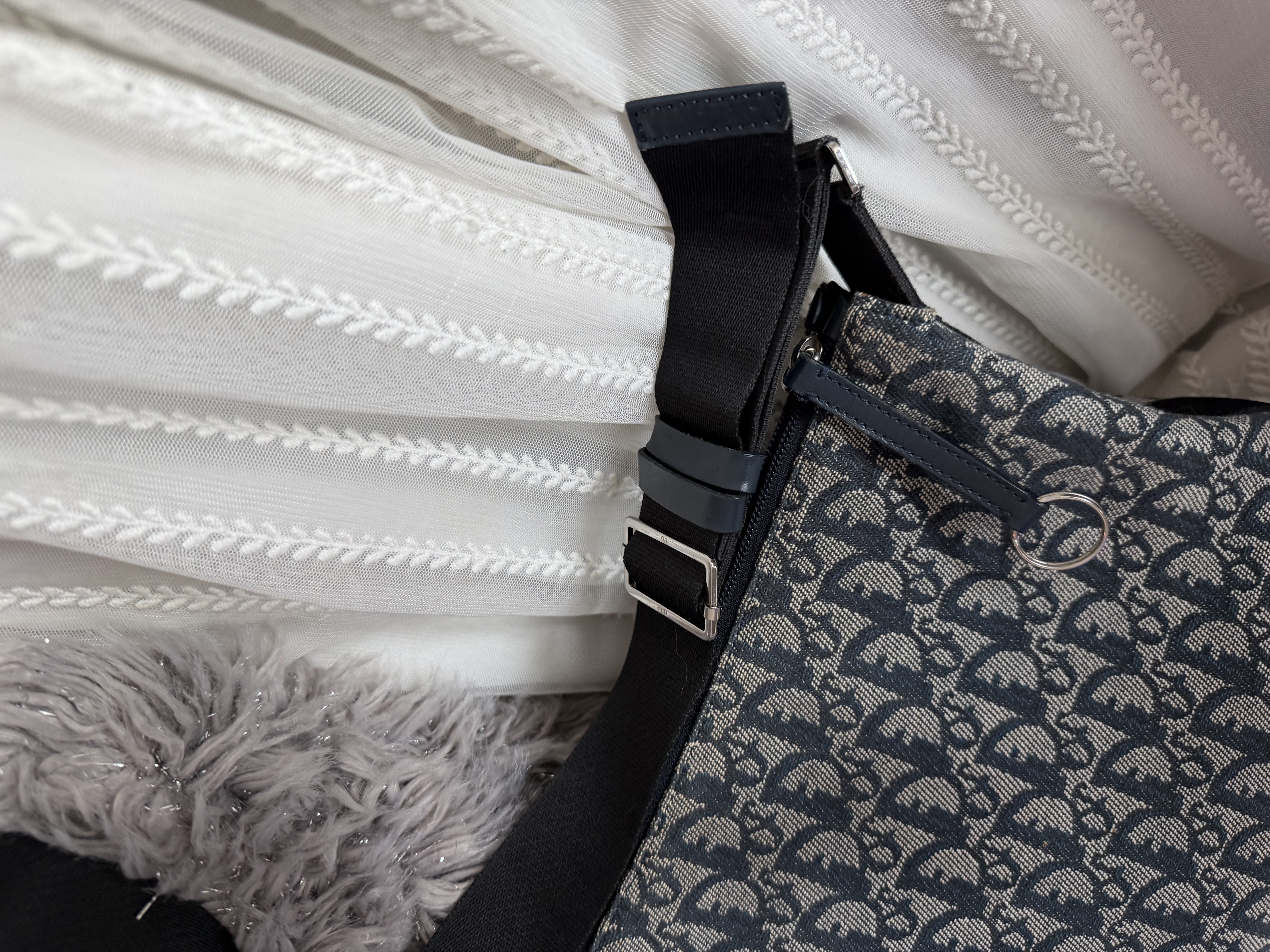 vintage dior navy monogram messenger bag