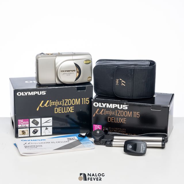 Olympus mju ZOOM 115 DELUXE (原裝盒, 說明書, 皮繩, 皮套, 搖控