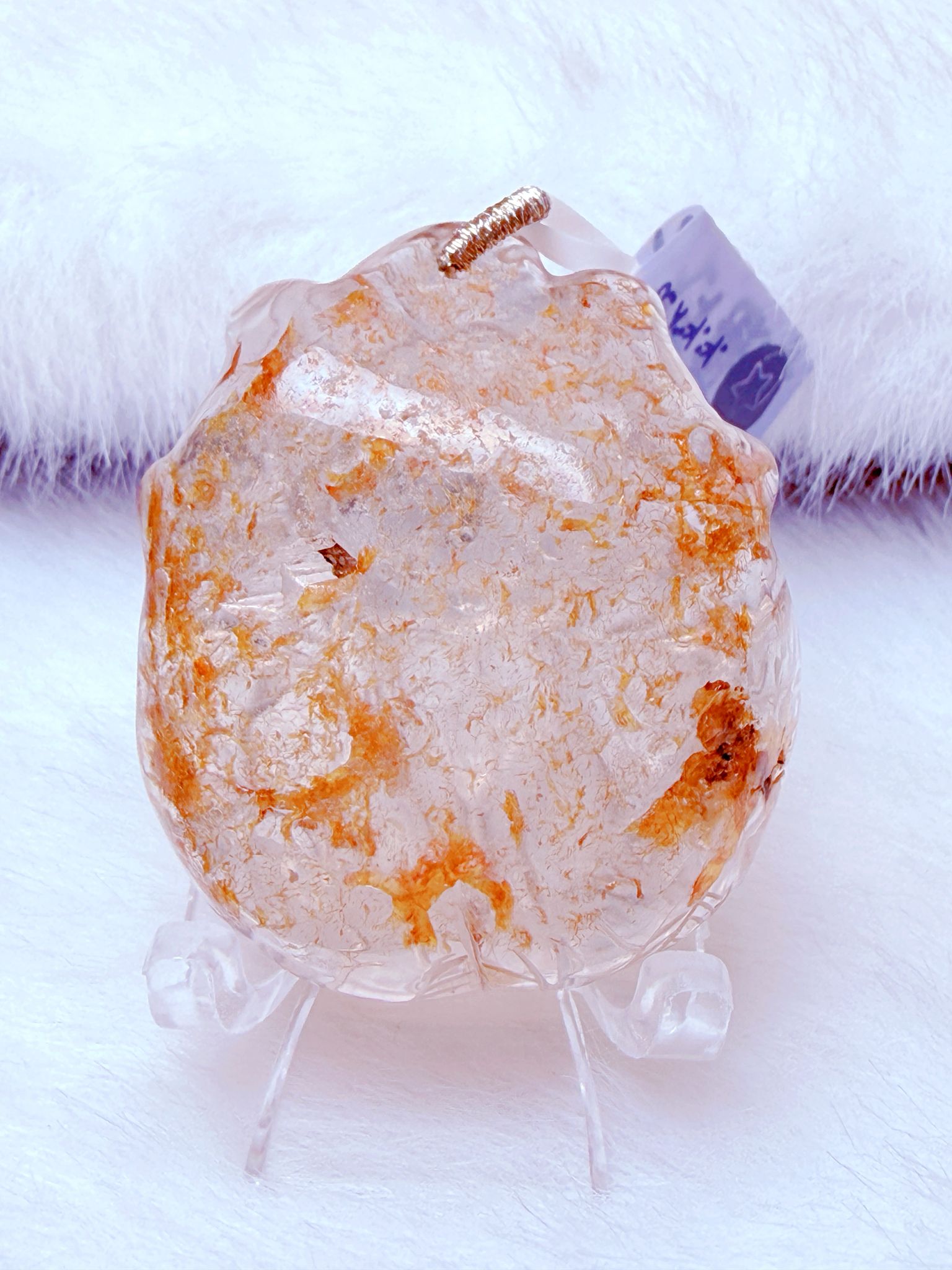 K00052 黃膠花花花九尾狐 - 吊墜/手牌兩用款(上下孔)