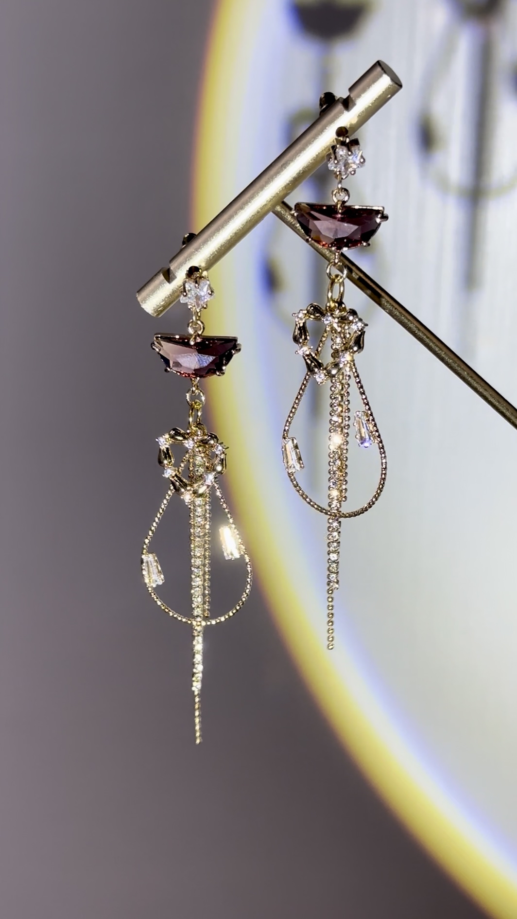 紅晶心鑽耳環❤️