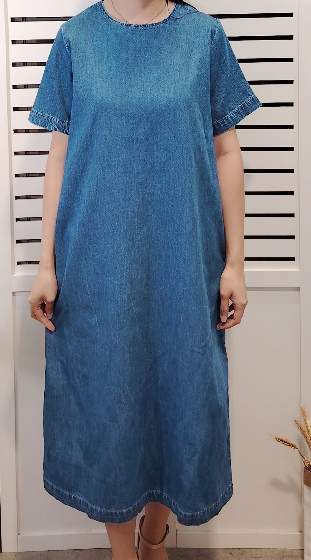 25021 Short Sleeve Denim Dress Long''8