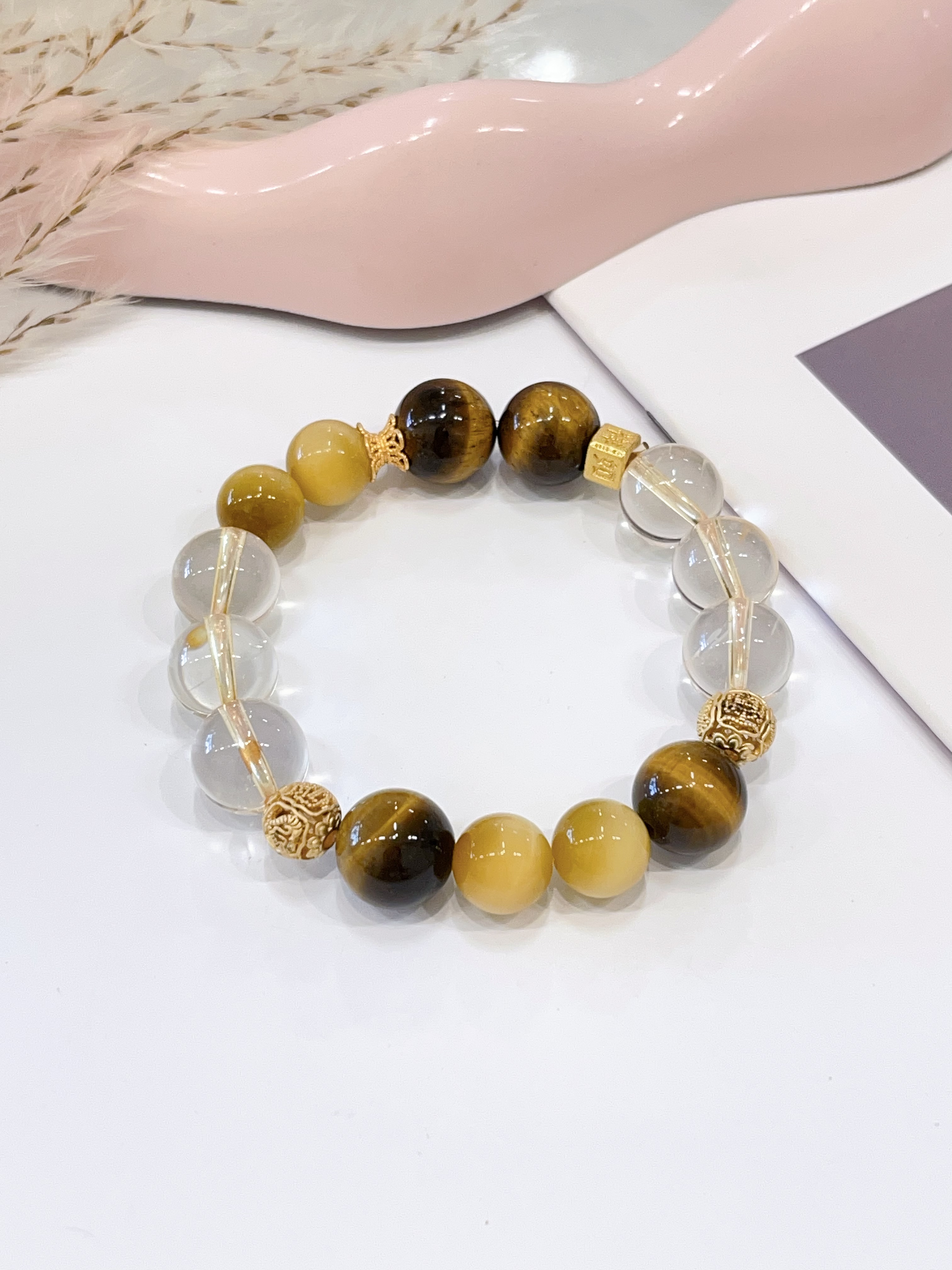 🐯✨ 金虎眼 × 黄虎眼 × 白水晶手串 Golden Tiger Eye, Tiger Eye & Clear Quartz