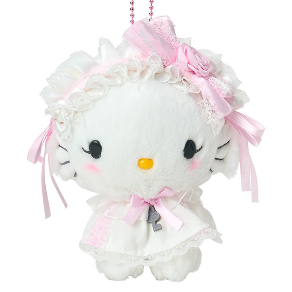 Sanrio Charmmy Kitty 白色荷葉蕾絲邊設計 毛公仔球鏈掛件吊飾 