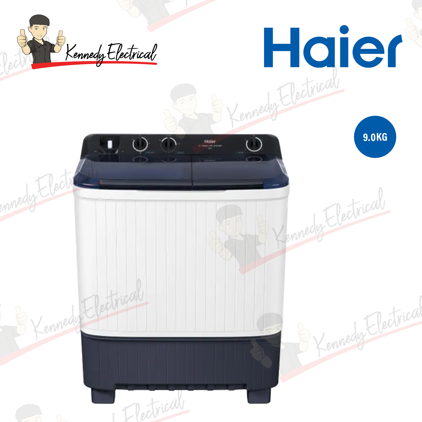 Haier 9kg Twin Tub Semi-Auto Washing Machine (HTW90-M1217)