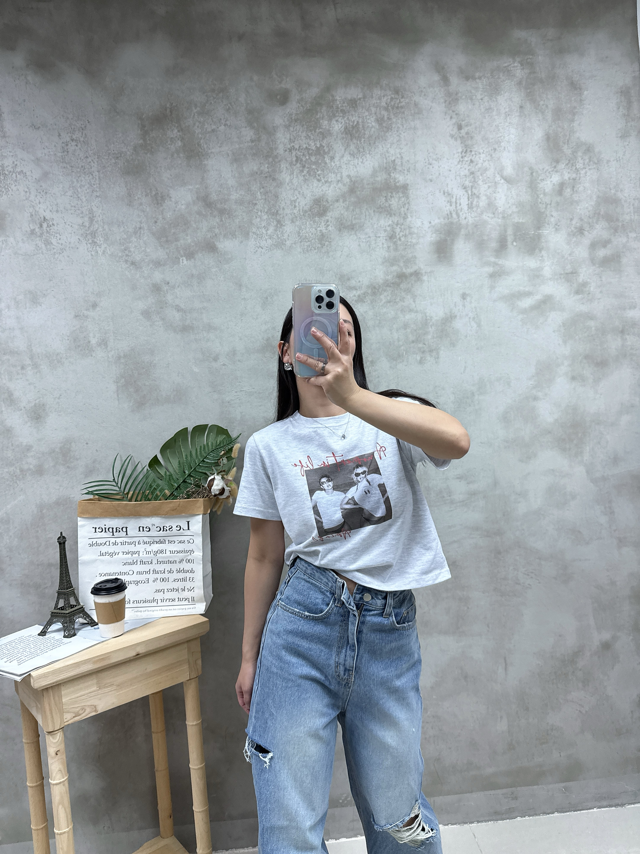 A14洗水print Tee