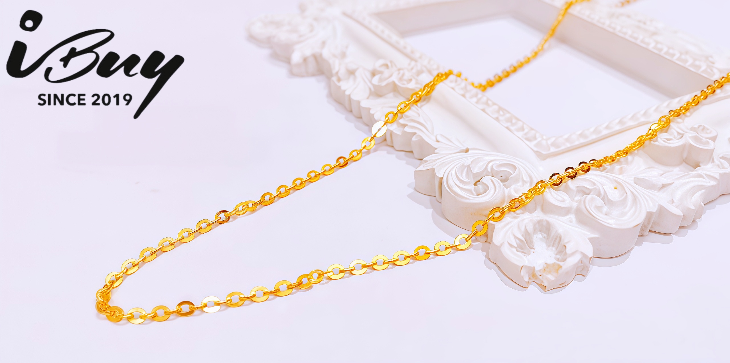 916 GOLD 1MM POLO CHAIN NECKLACE 916 金 1MM 万字项链