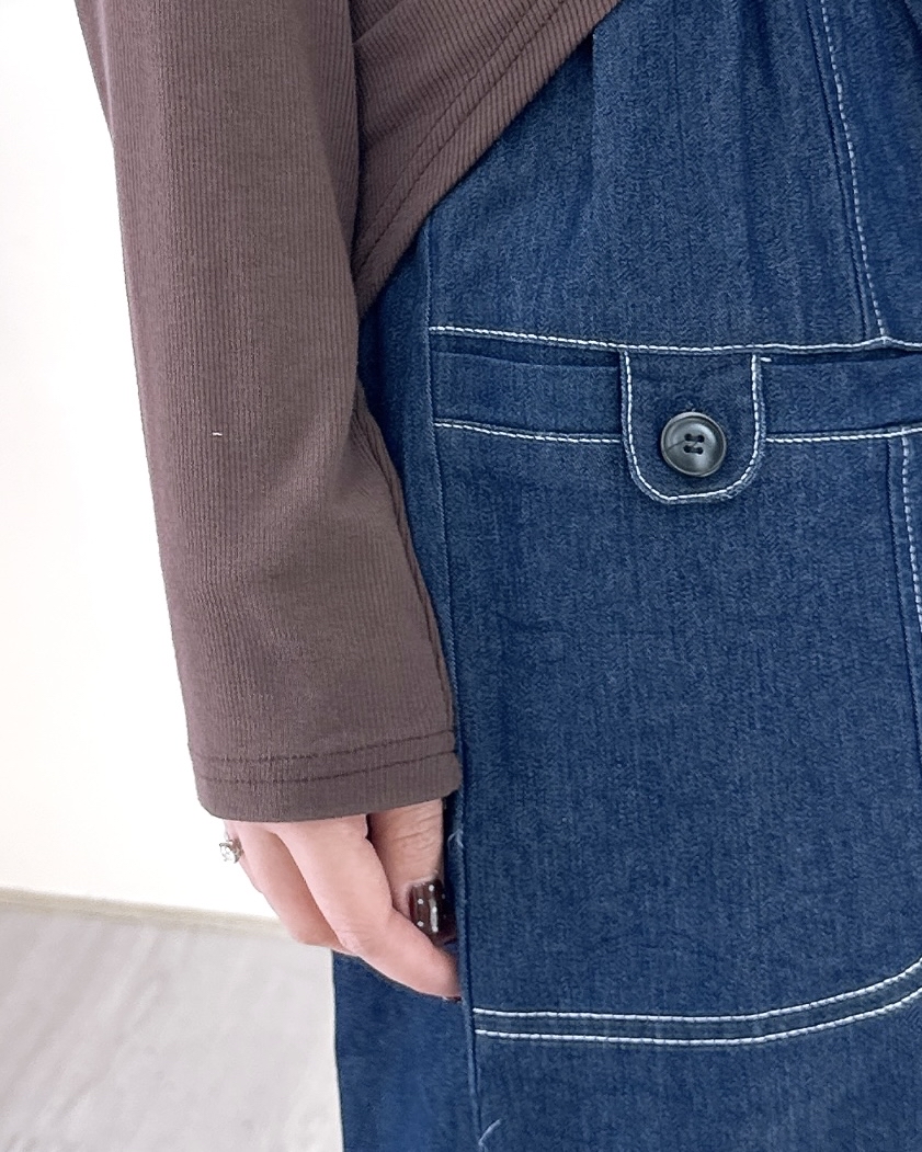 休閒牛仔明線闊褲 2色