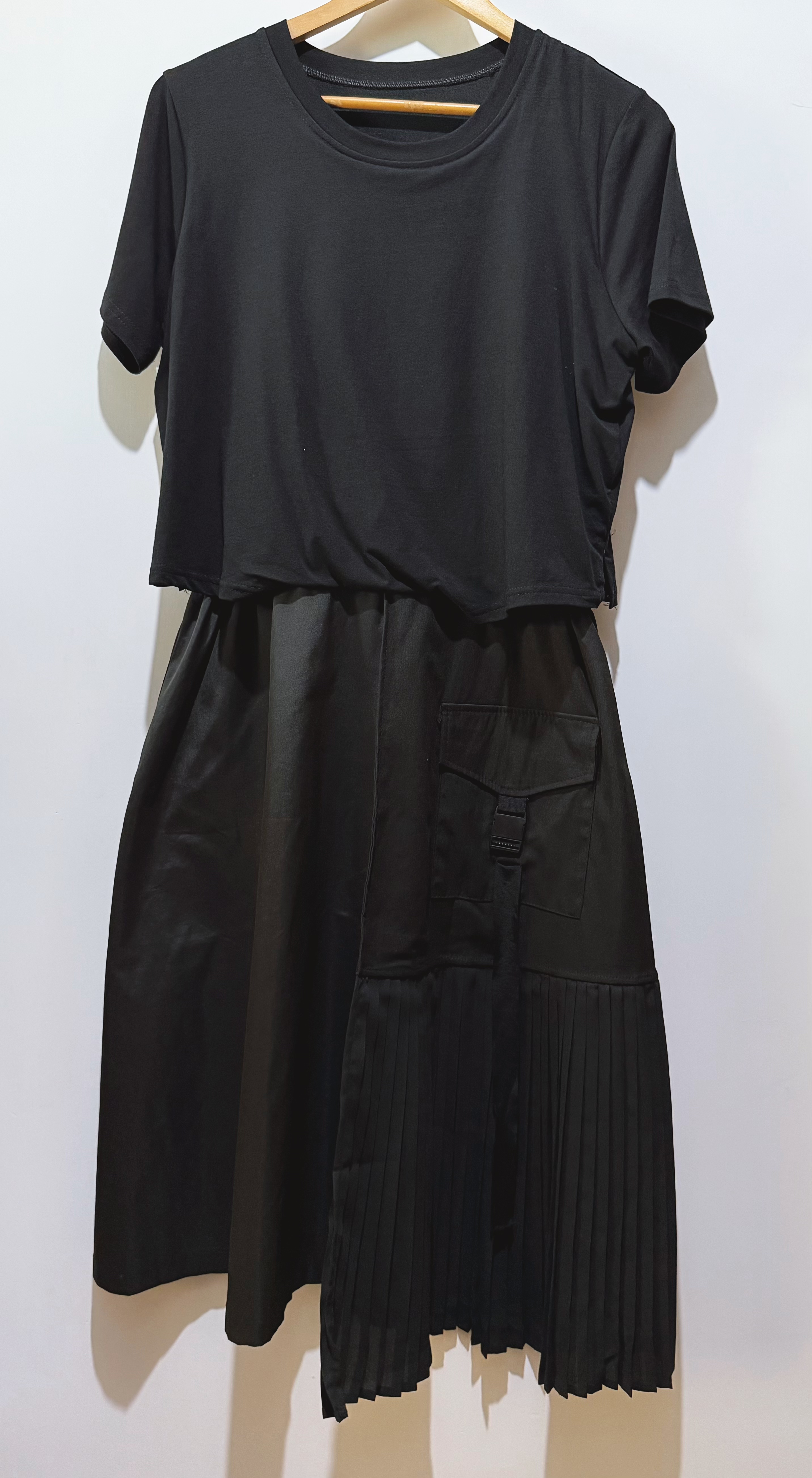 S00355 棉拼雪紡百摺Op