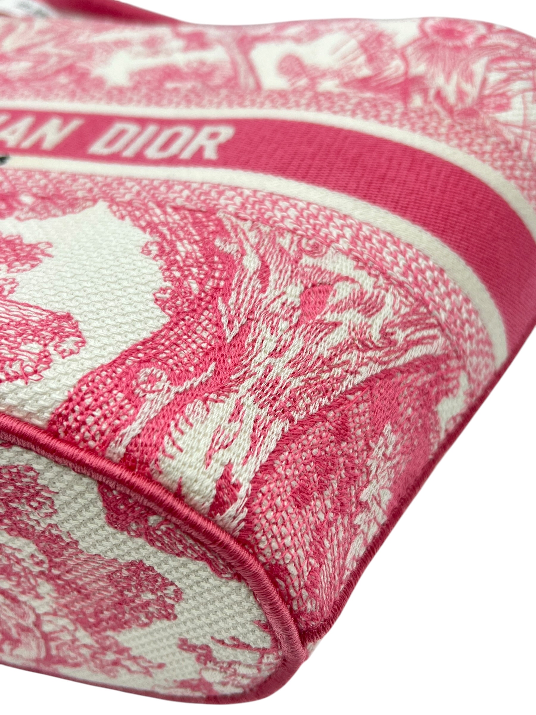 Unused Item DIOR Canvas Embroidered Dioriviera Toile De Jouy Panier Chapeau Tote Peony Pink / Product Code: 26060701