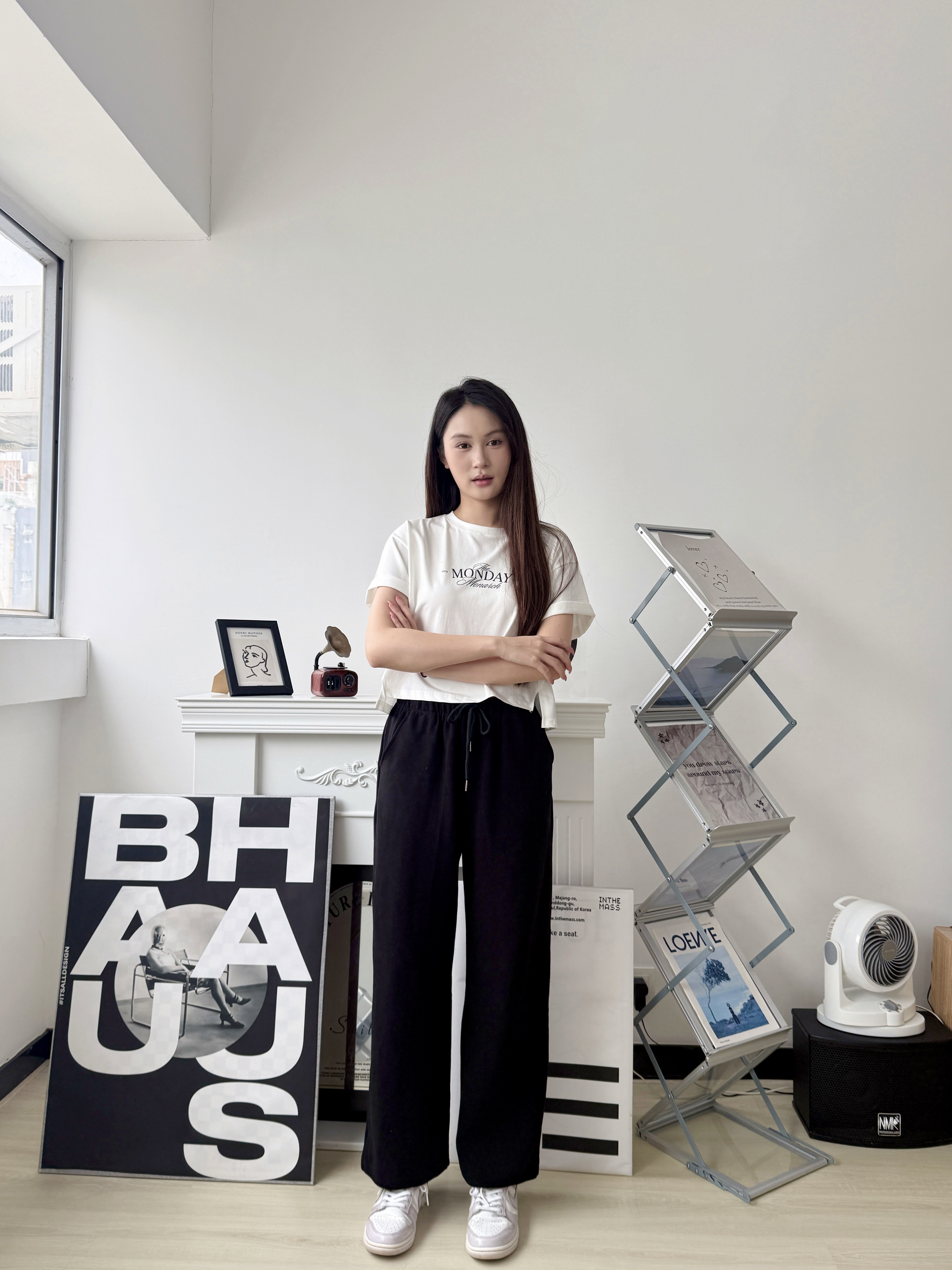🇰🇷橡筋腰圍顯瘦闊褲 (灰色)