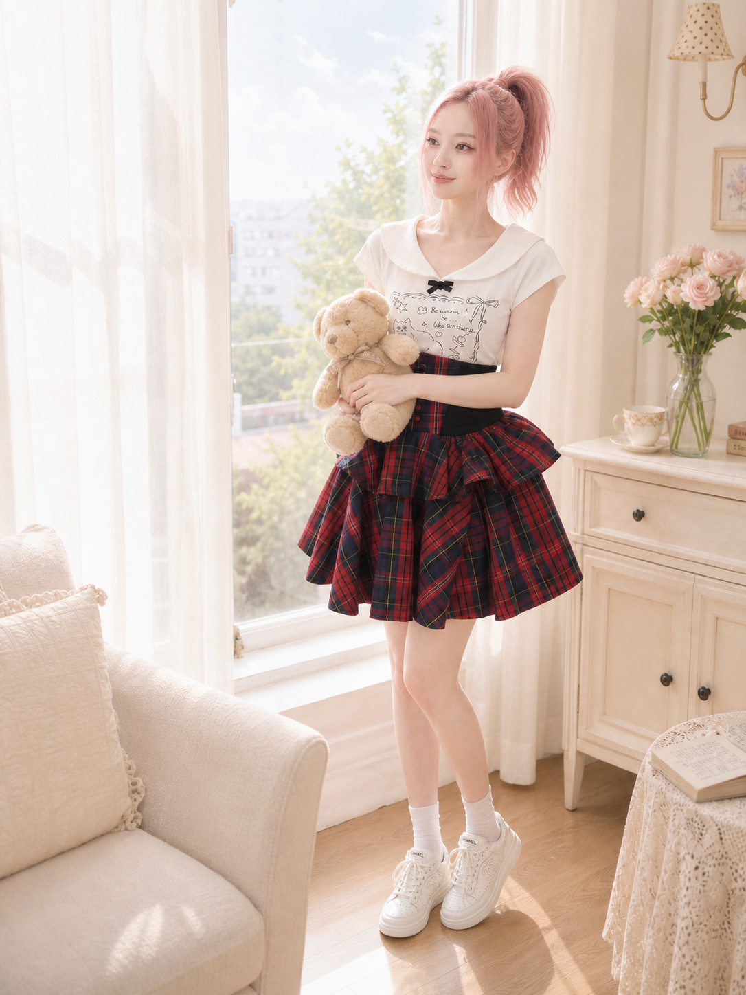 【APV Girliness 】貓咪的午茶童話蕾絲海軍領短袖 TEE Whispering Cat's Teatime Vintage Sailor Tee