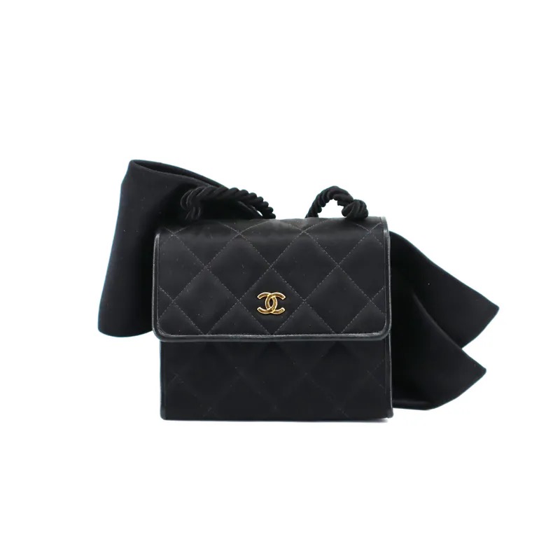 Chanel Vintage Satin Bow Evening Bag