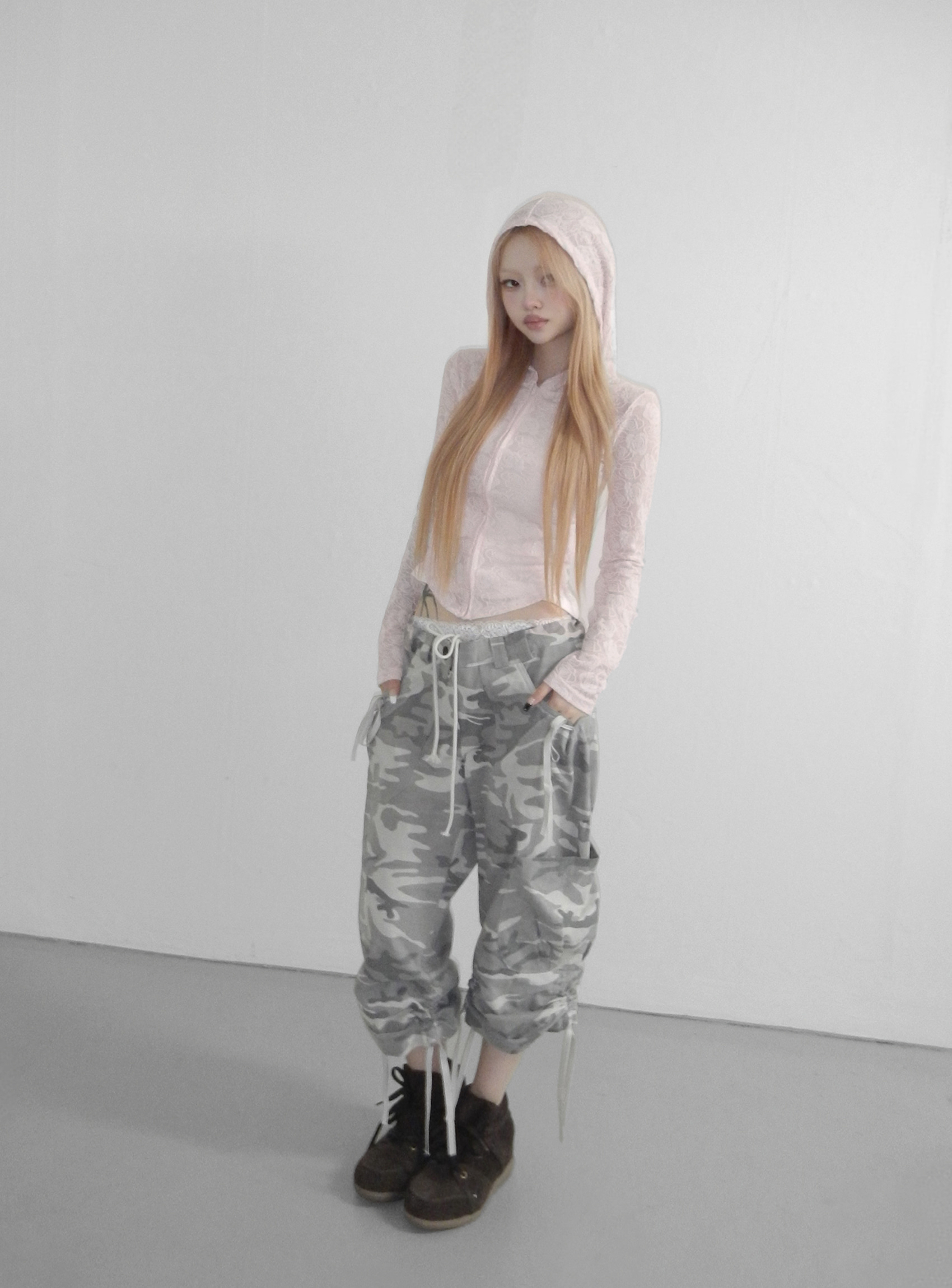 Floral Lace Zip-Up Hoodie