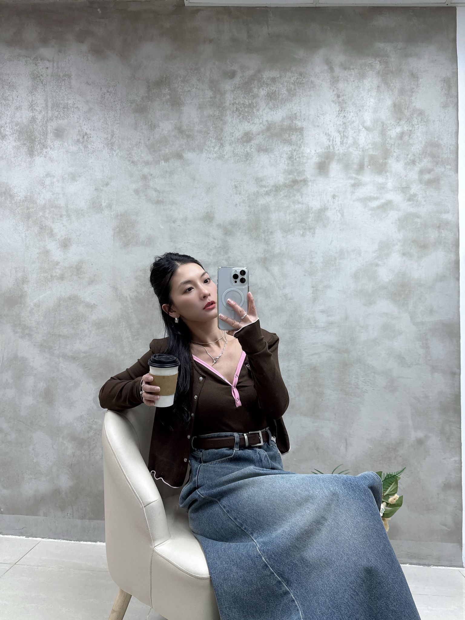 拼色背心+外套Set