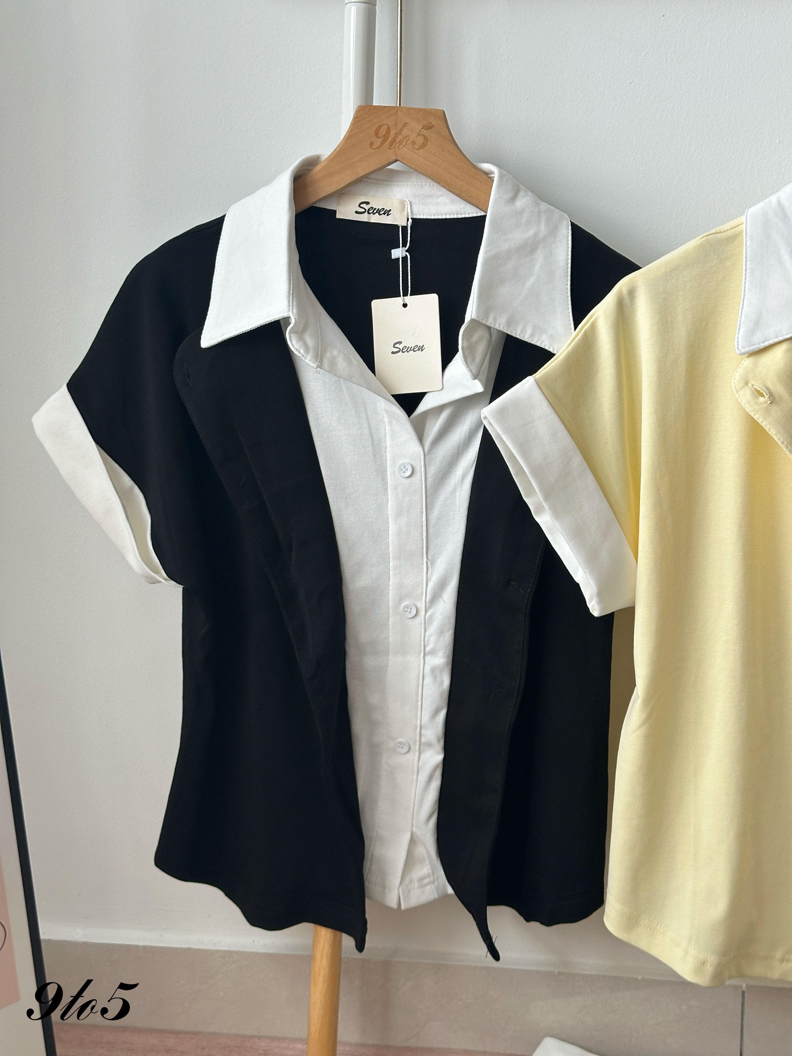 T4319 Contrast Fake Two-Piece Shirt - 4 Colors 