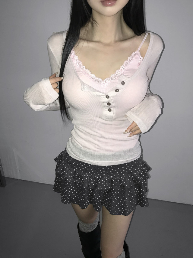 Slim Fit Lace Trim Bodysuit