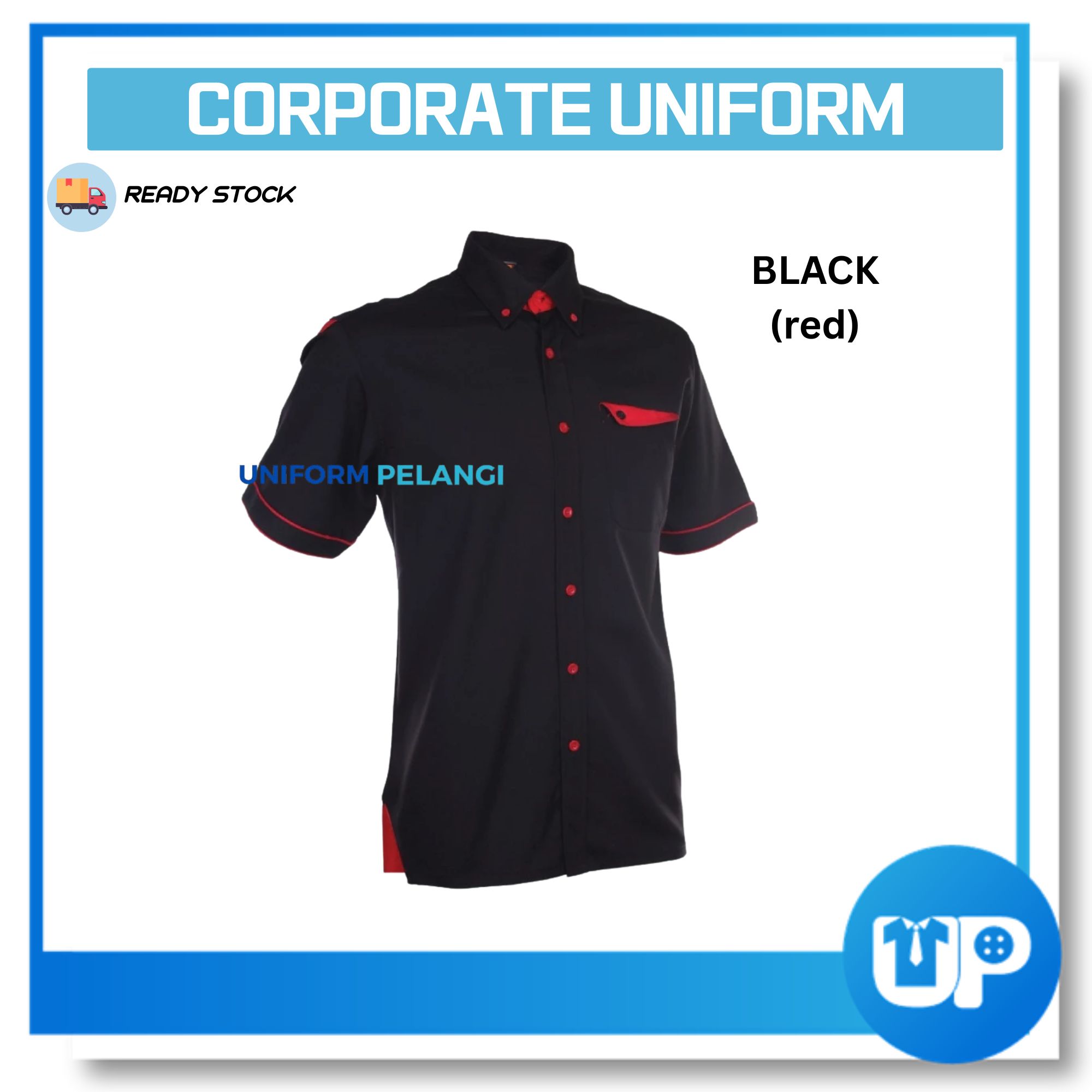 F128 Unisex F1 Corporate Uniform / BAJU KORPORAT / PV BUTTON-DOWN COLLAR SHORT SLEEVE (F128)