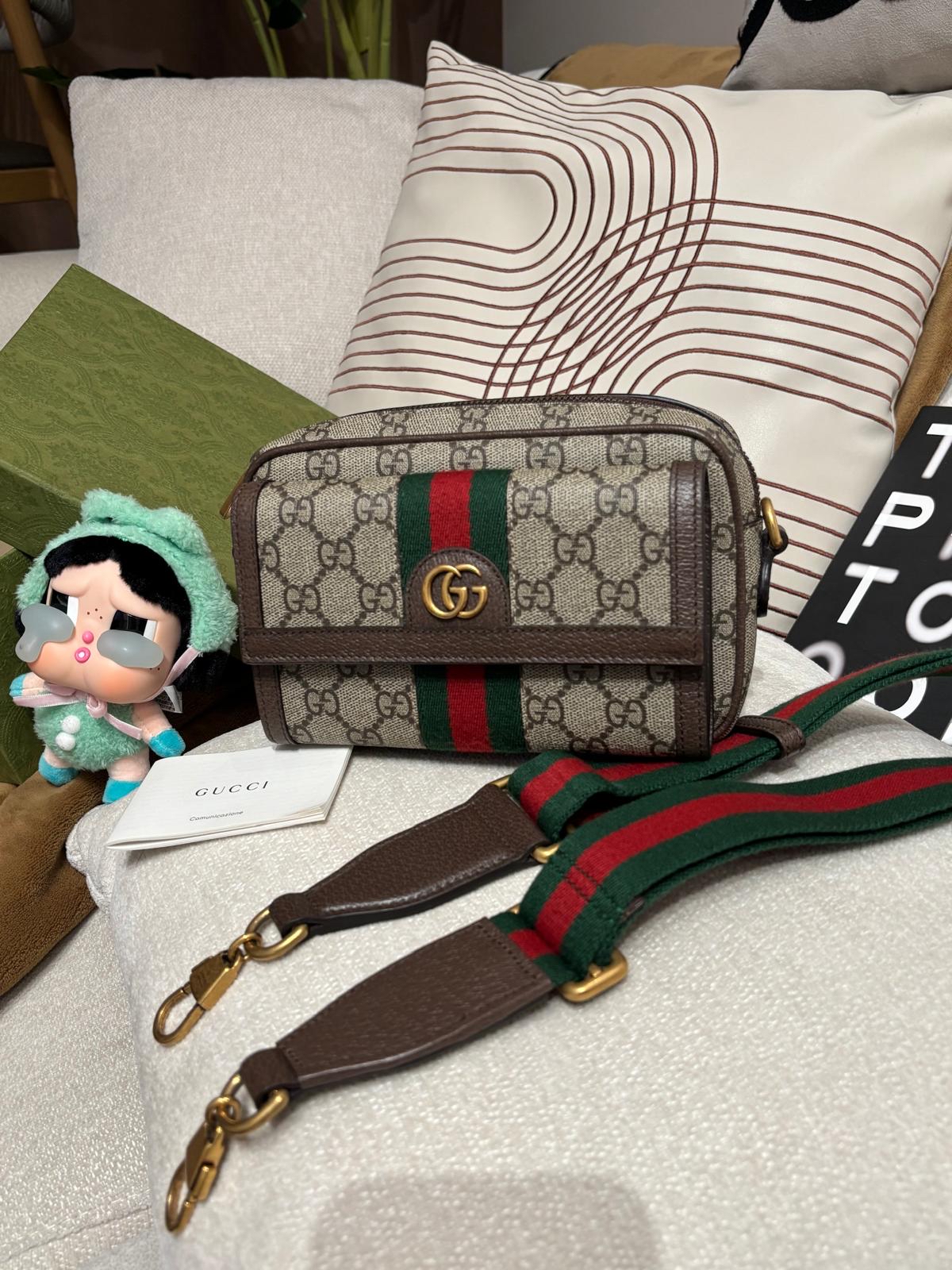 Gucci GG Ophidia Shoulder Bag 淺啡色塗層帆布肩背袋 746308 100%Authentic, Unused ✅Strap✅Booklet✅Dust bag✅Box