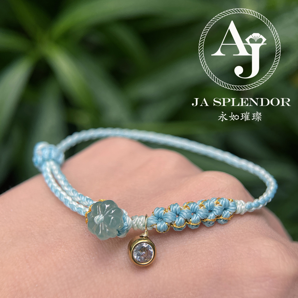 FBG26-H02 天然翡翠A玉 冰種花開手繩（私人訂制）