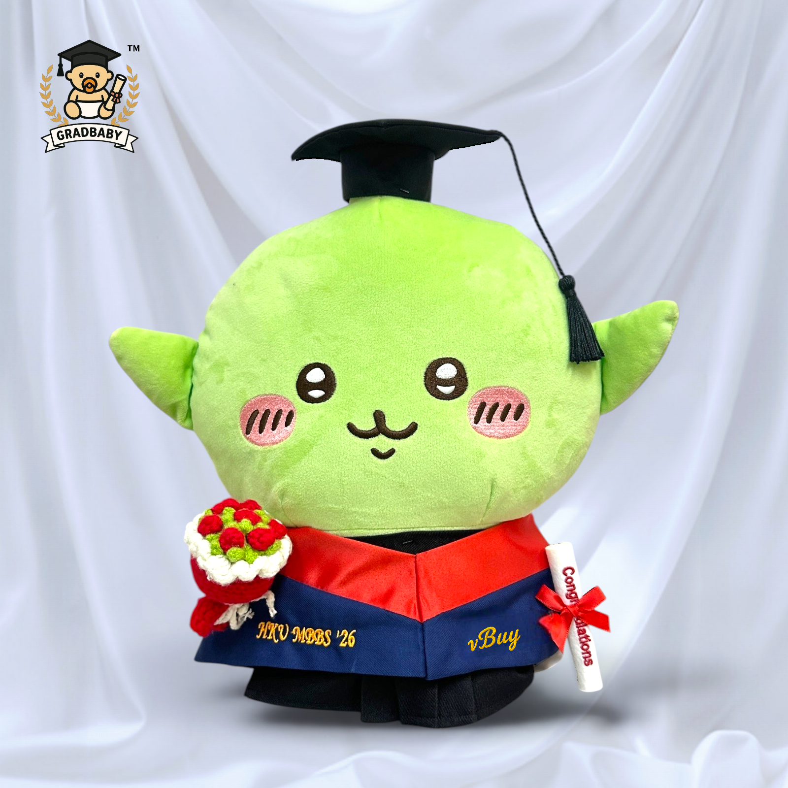 Chiikawa 哥布林香港大學畢業公仔 33cm｜HKU 畢業禮物｜可加繡英文名字