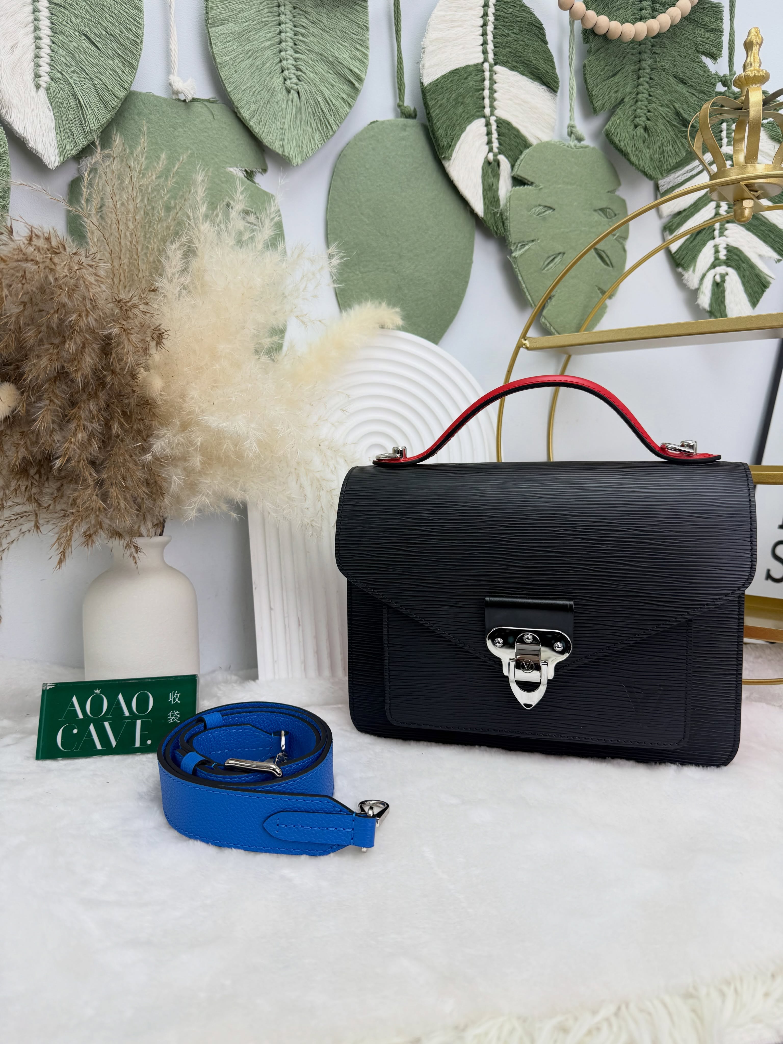 Lv👜 PRE OWNED 🛍️NEO MONCEAU水波紋拼色郵差包 晶片款 有塵袋🖤  