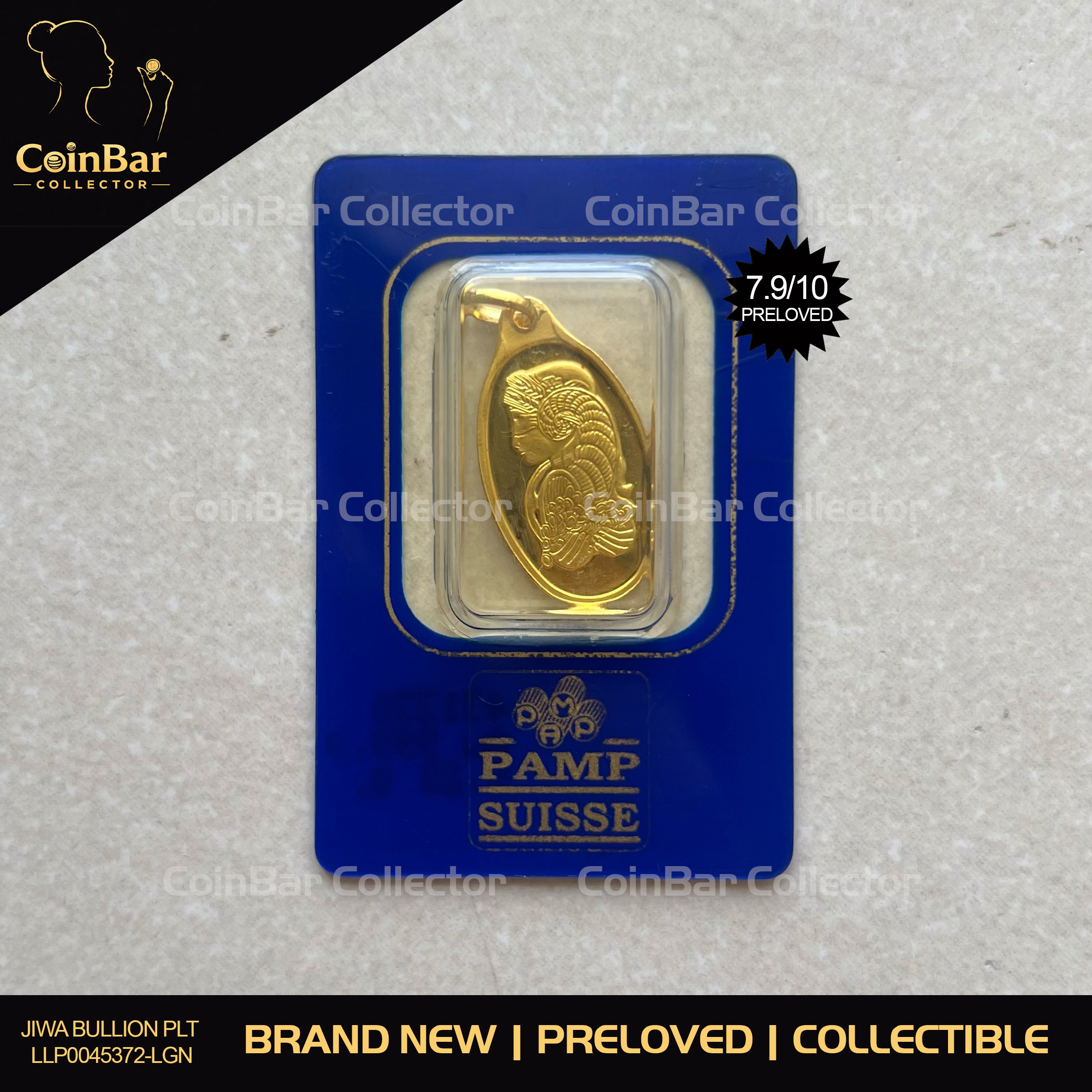 (SN431330) PAMP RARE 90’s Vintage 5.2g pendant🇨🇭Swiss Gold Bar Emas 999.9 财富女神吊坠
