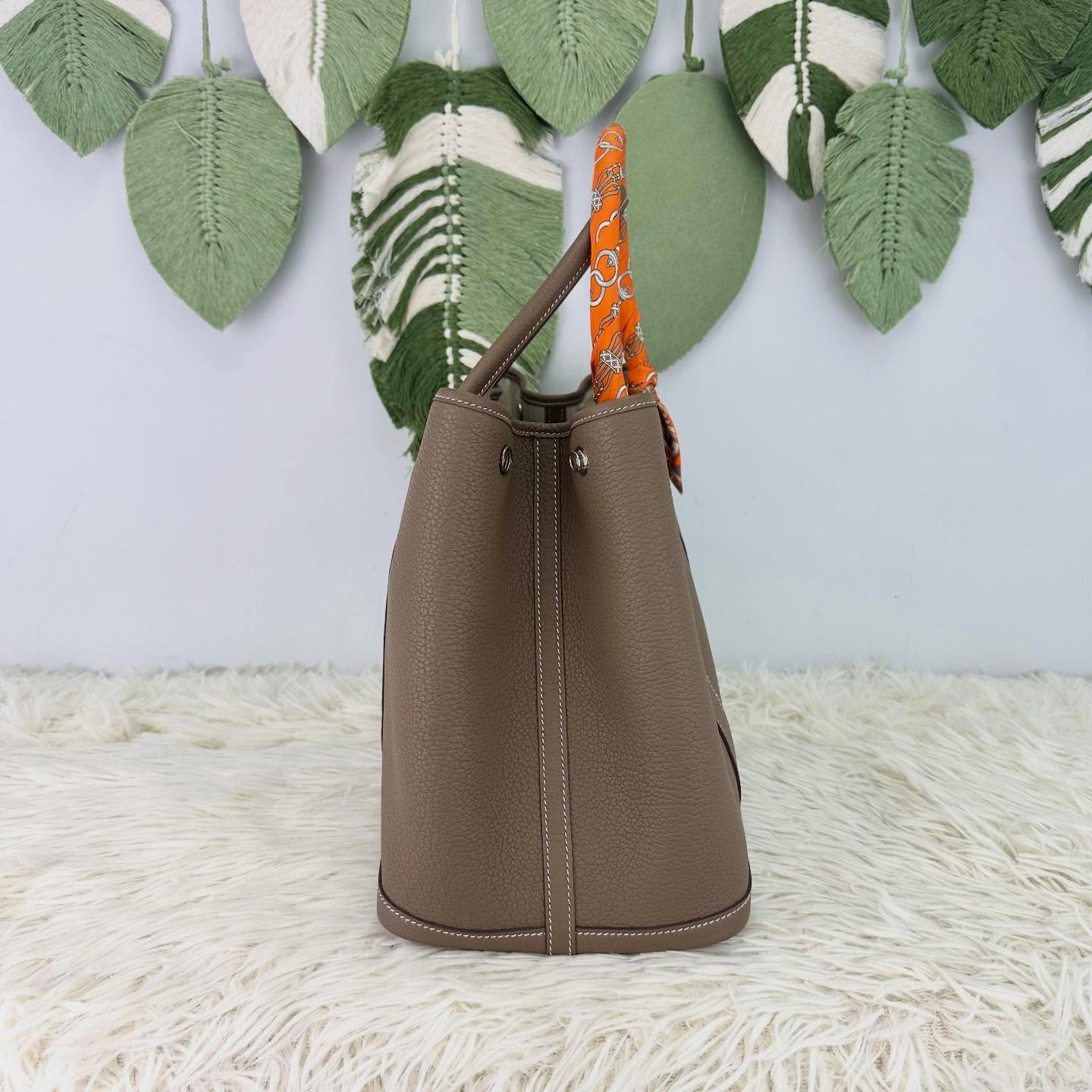 HERMES 🤍PRE OWNED GARDEN PARTY 36 大象灰 連Twilly Y Stamp 全套有單🩶