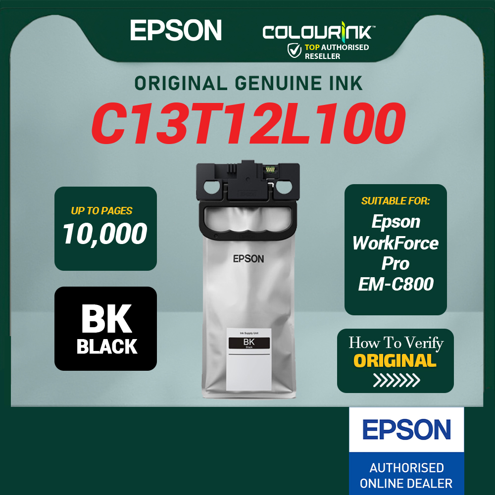 EPSON C13T12L100 C13T12L200 C13T12L300 C13T12L400 Original Low Cap Ink Catridge EM-C800