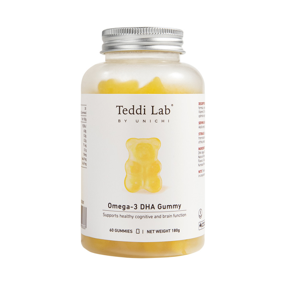 澳洲 Unichi Teddi Lab Omega DHA 小熊軟糖金桔檸檬味60粒
