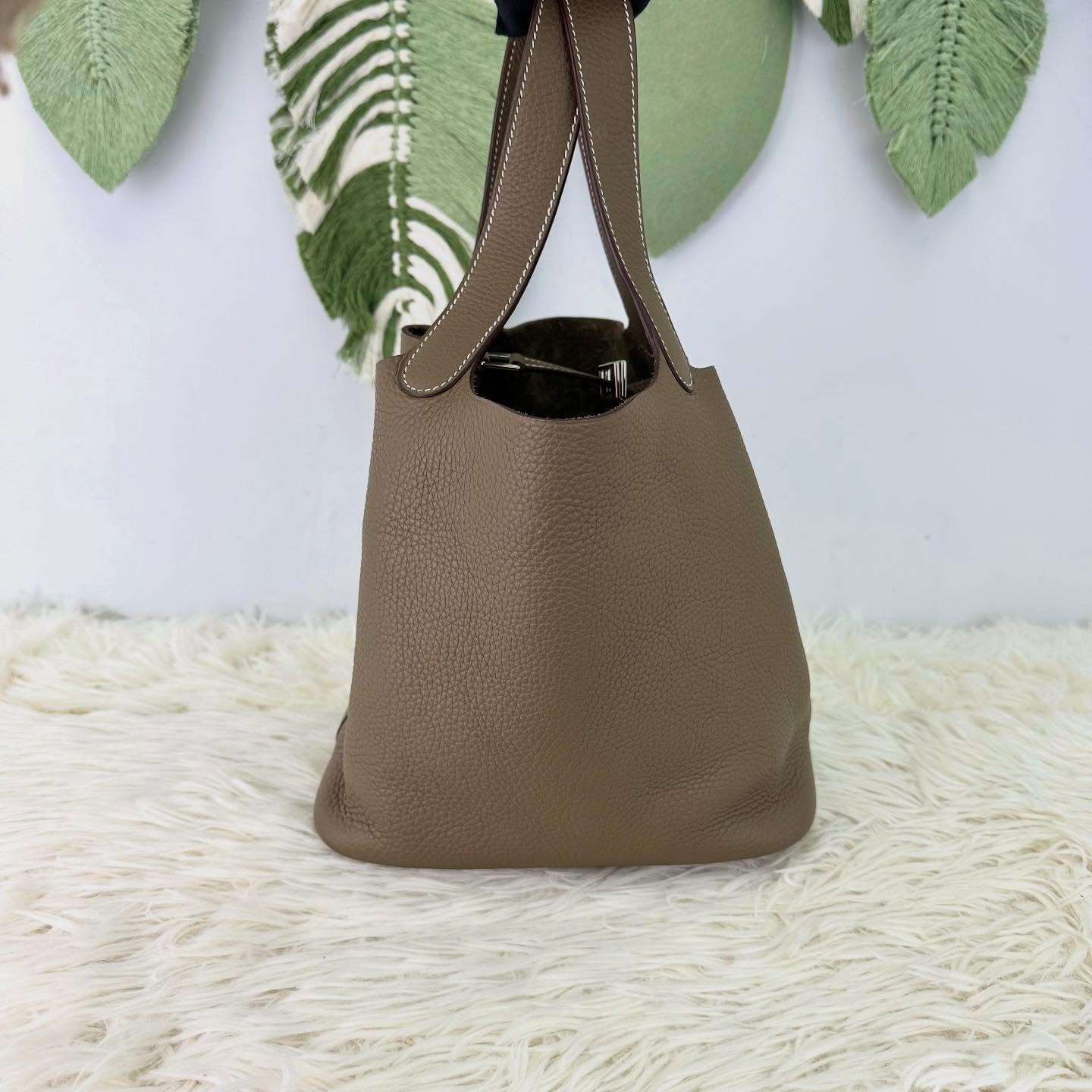 HERMES 🤍PRE OWNED PICOTIN 22 大象灰銀扣菜籃子 Y Stamp 全套有單🤎