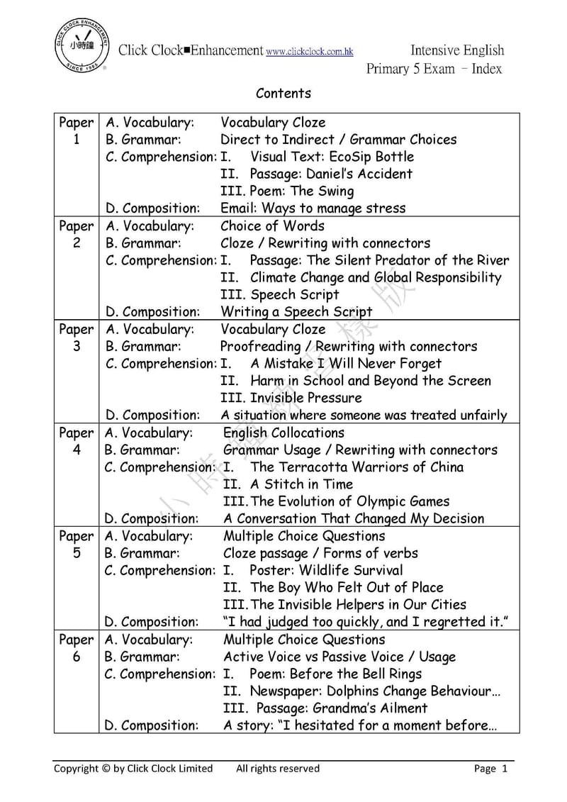  P1-P6 高階英文綜合試卷《4合1》
