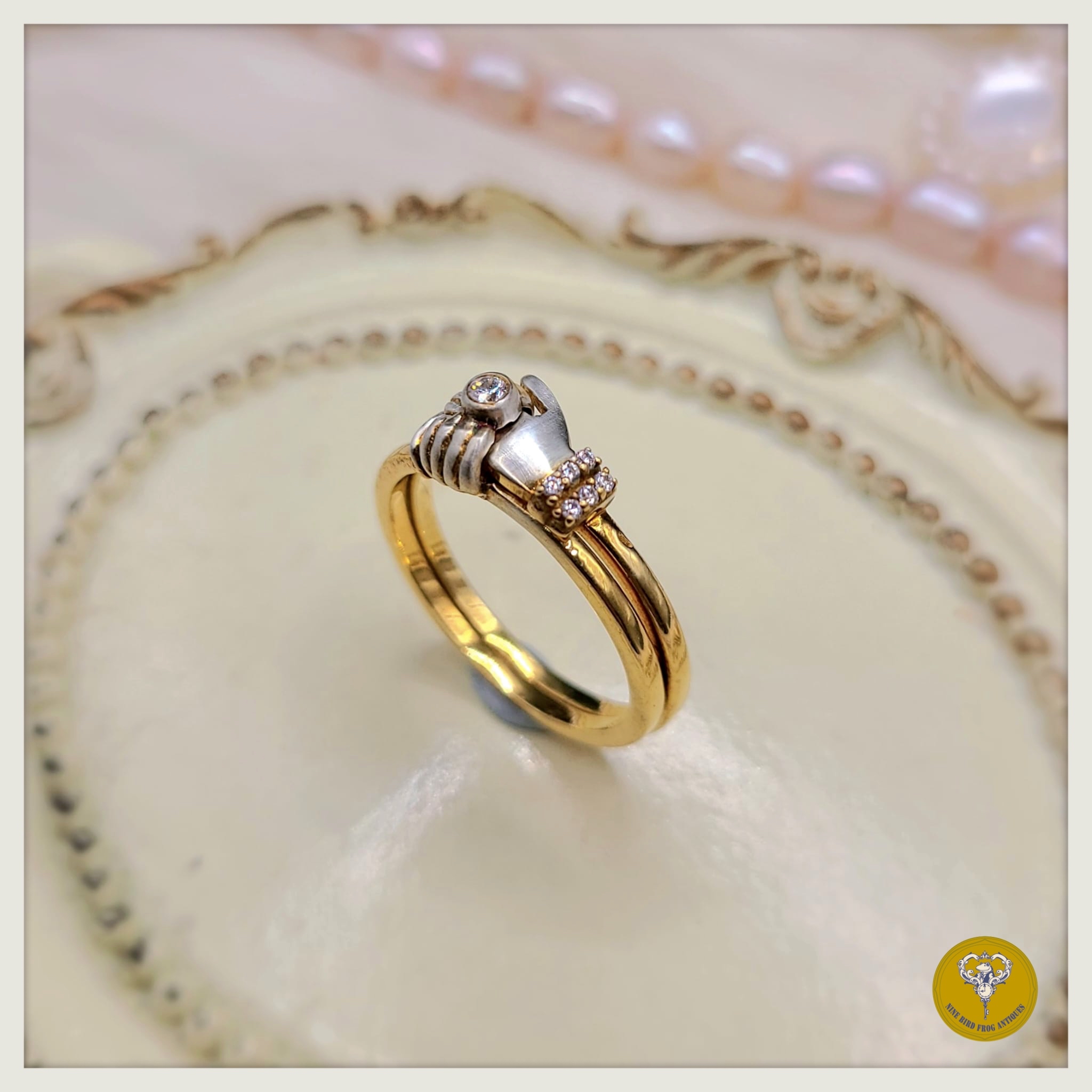 Gimmel Ring 鋯石純銀包金戒指