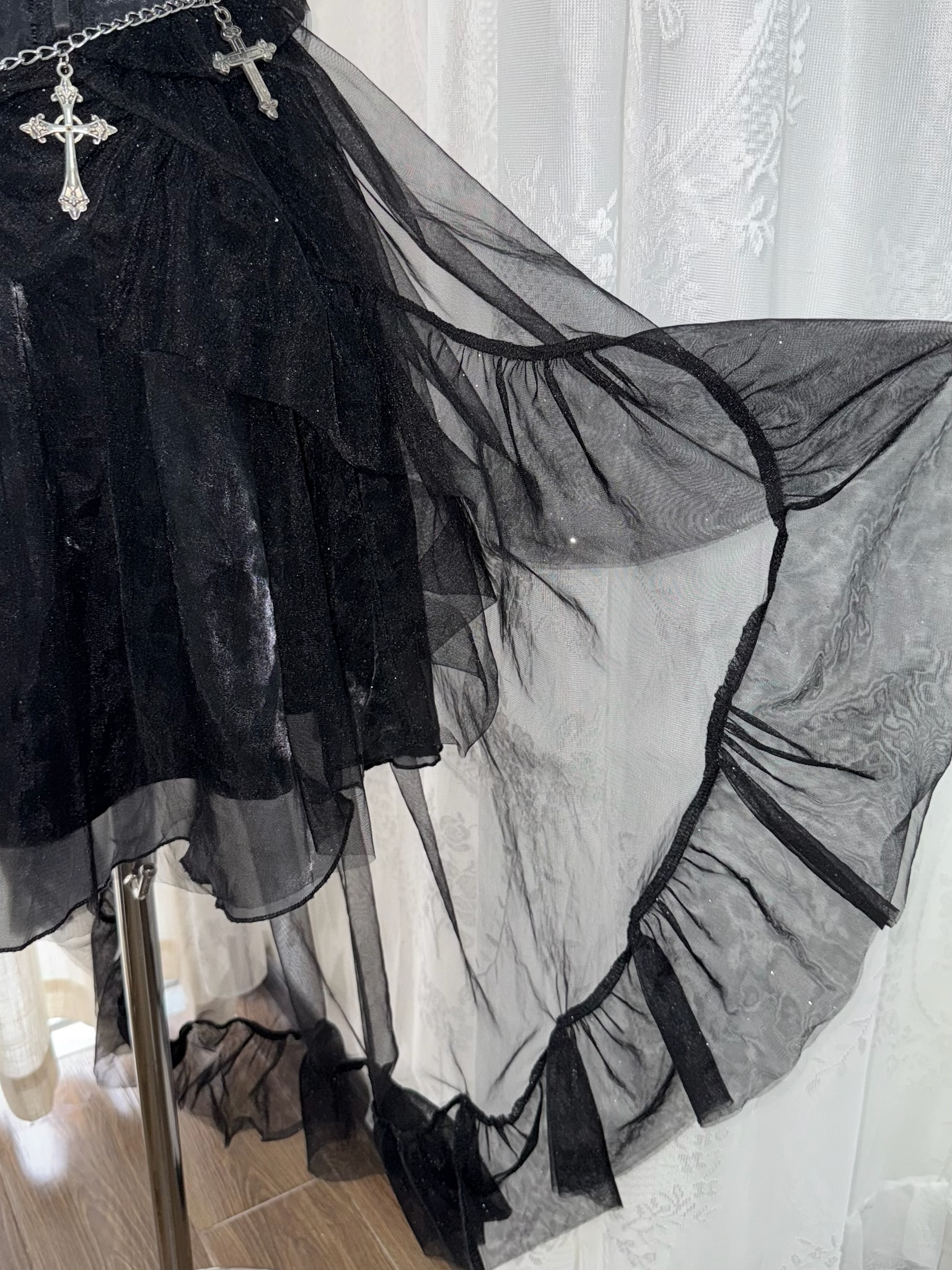 Punk Gothic Grace Halter Off-Shoulder Dress