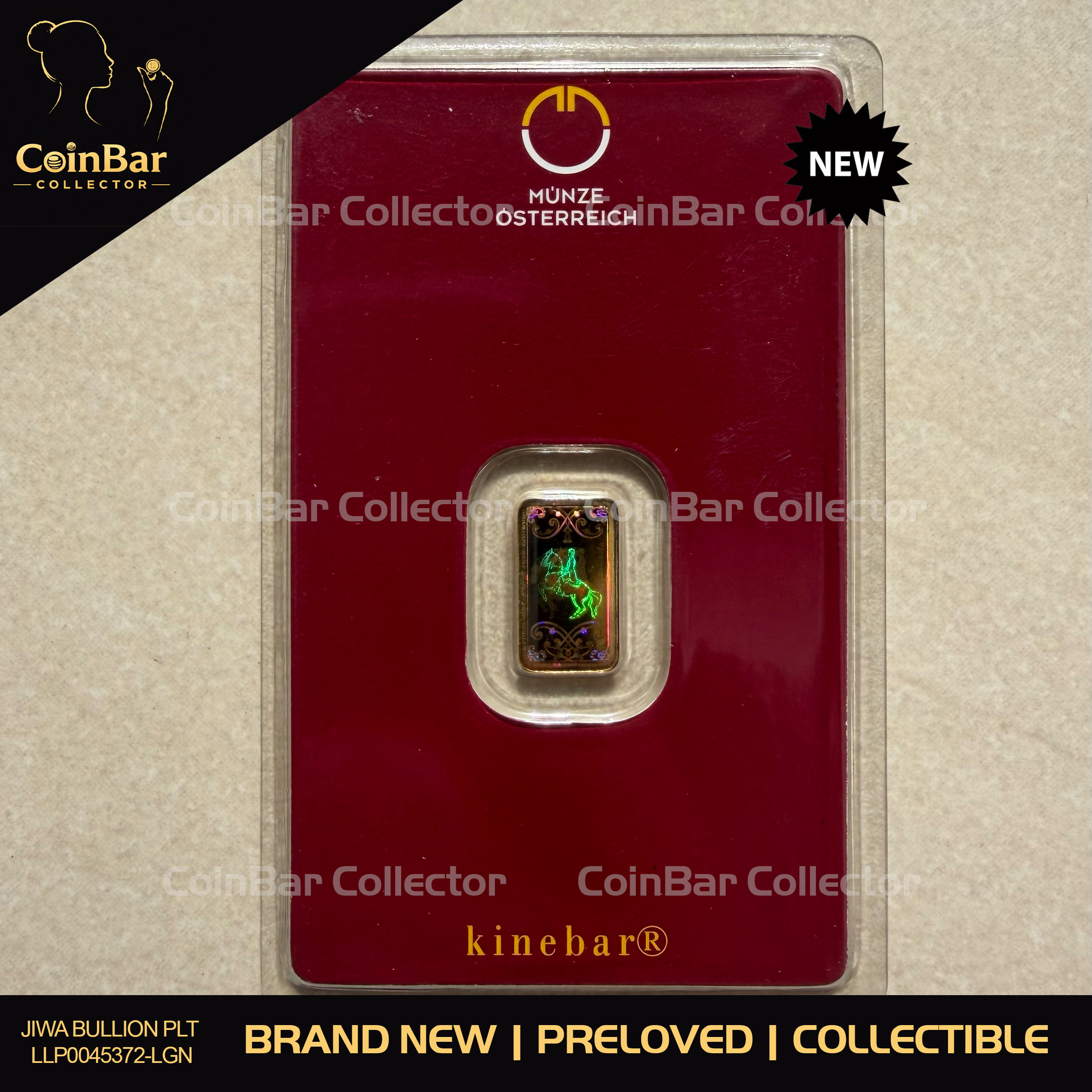 (SN693778) AUSTRIAN MINT Kinebar 1g 🇦🇹 Gold Emas 999.9 MUNZE 镭射金
