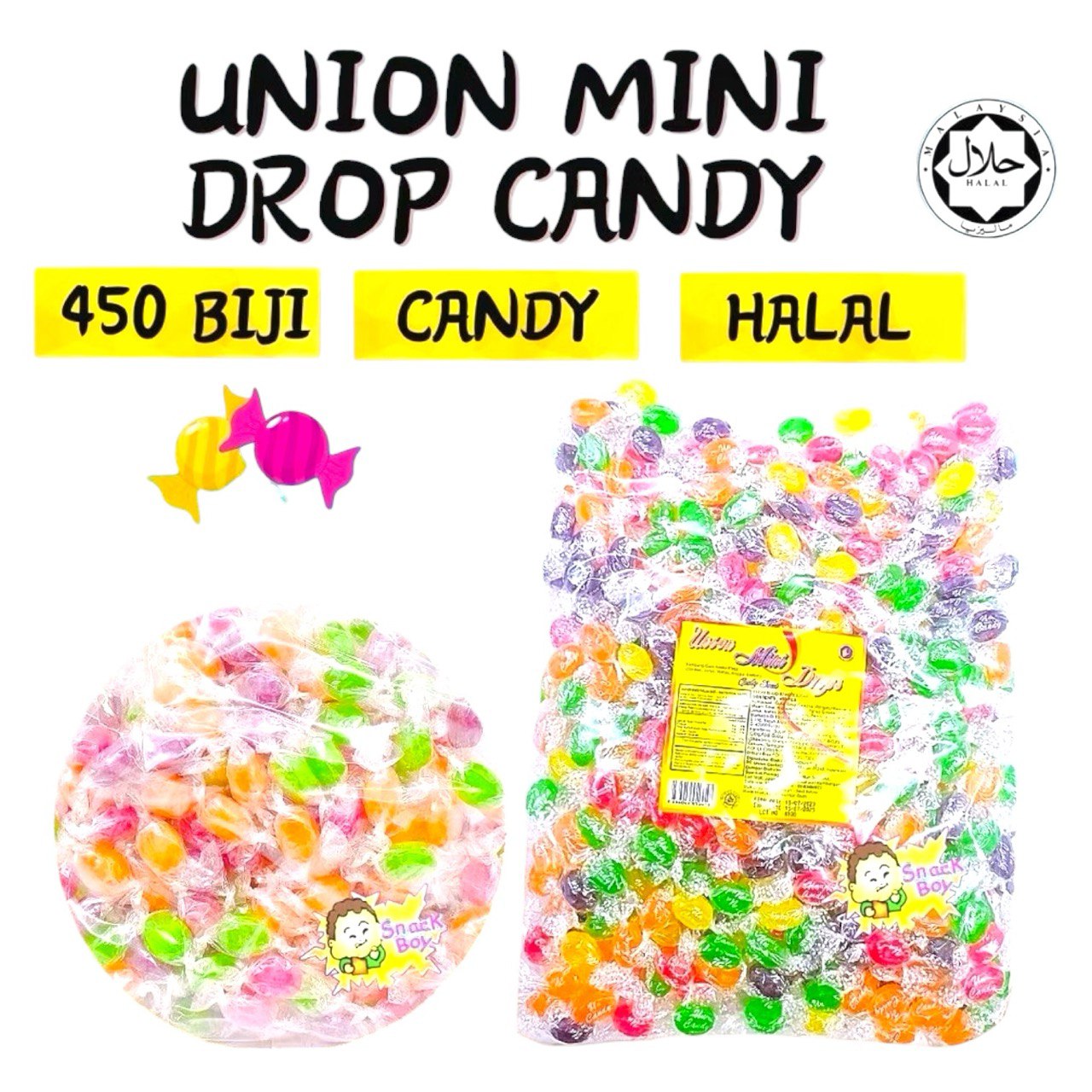450pcs Union Mini Drop Candy / assorted fruits flavour / hard candy (HALAL)