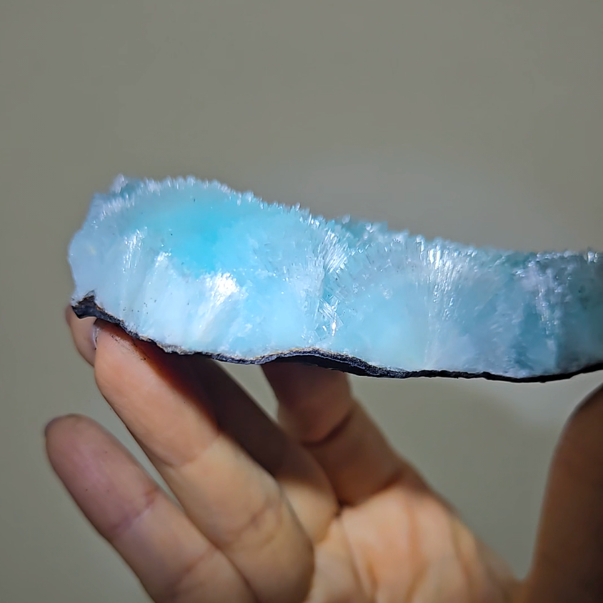 Blue aragonite needle cluster with bubble formations - AR44