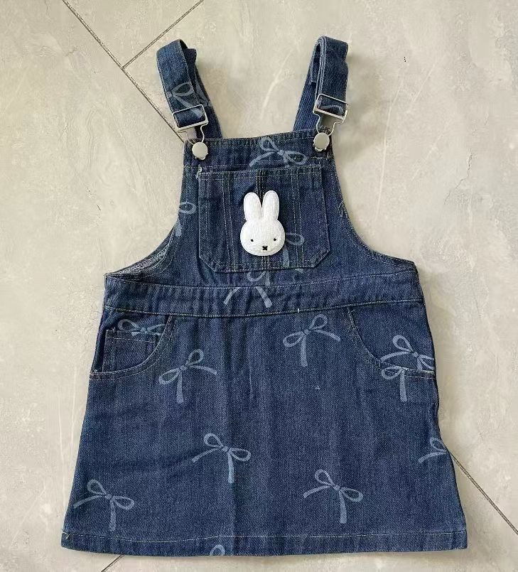 A0154 Miffy蝴蝶結印花牛仔背帶裙