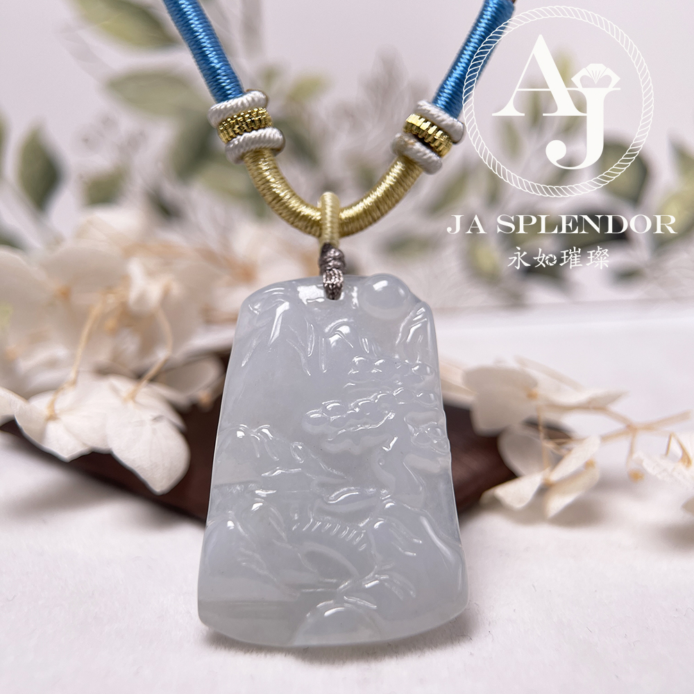 JN-916 天然翡翠A玉 老料膠潤旺丁旺財山水牌吊墜