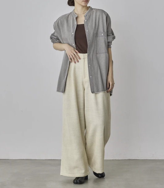丹寧風人字紋褶褲 - 2026 流行穿搭  女士長褲 春夏時尚穿搭 柔軟舒適 成人休閒 日常穿搭 易於配搭 日本直送   #JP-I-260032