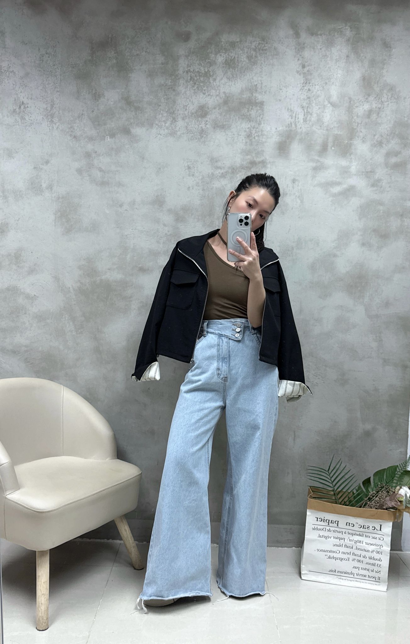 條子䄂束腰恤衫棉外套