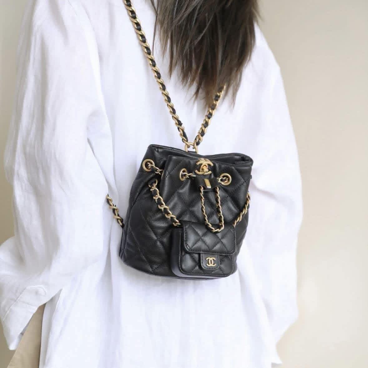 Chanel mini backpack AS3947 黑金迷你背囊 100%Authentic,98%new  ✅晶片✅Dust bag✅box